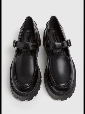 stradivarius Black Mary Jane Lug Sole Loafers